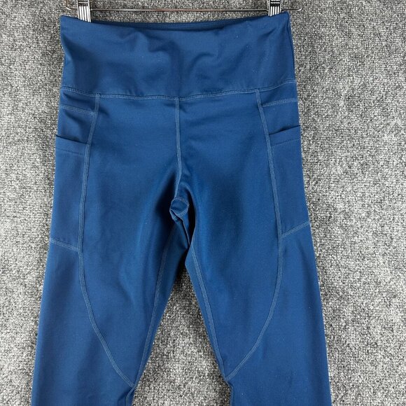 Zyia Active Compression Pants Womens  6 Blue Stretch Side Pockets Crop - Picture 3 of 8